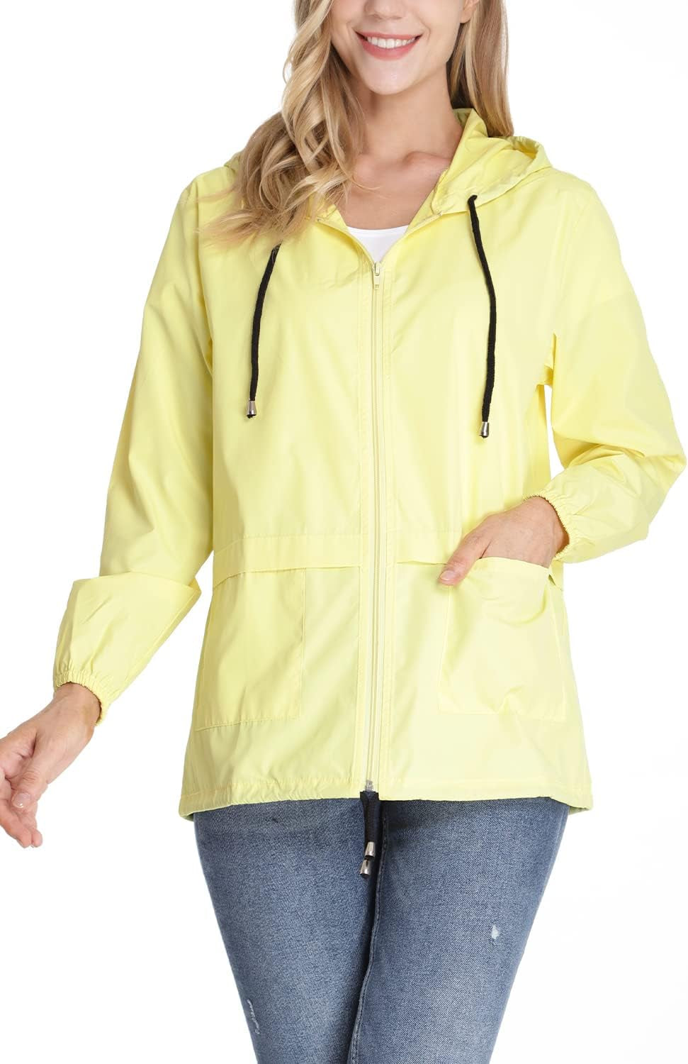 Women'S Windbreaker Waterproof Rain Jackets Packable Hooded Outdoor Lightweight Raincoat