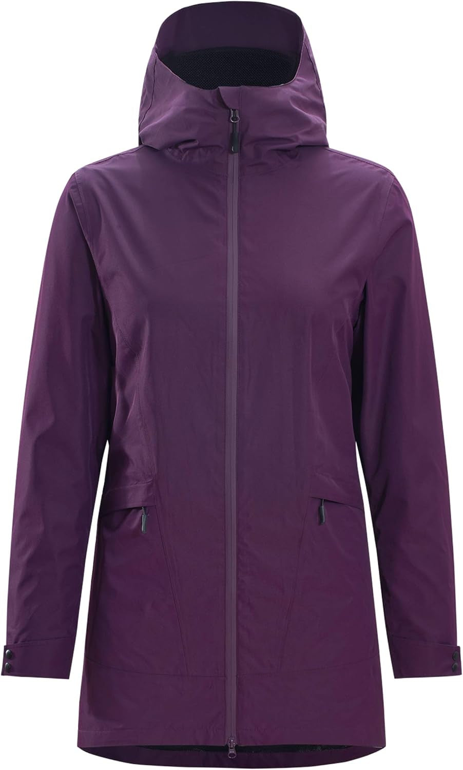 Rain Jacket for Women Waterproof Lightweight Rain Coat Breathable Outdoor Hooded Trench (Purple,M)